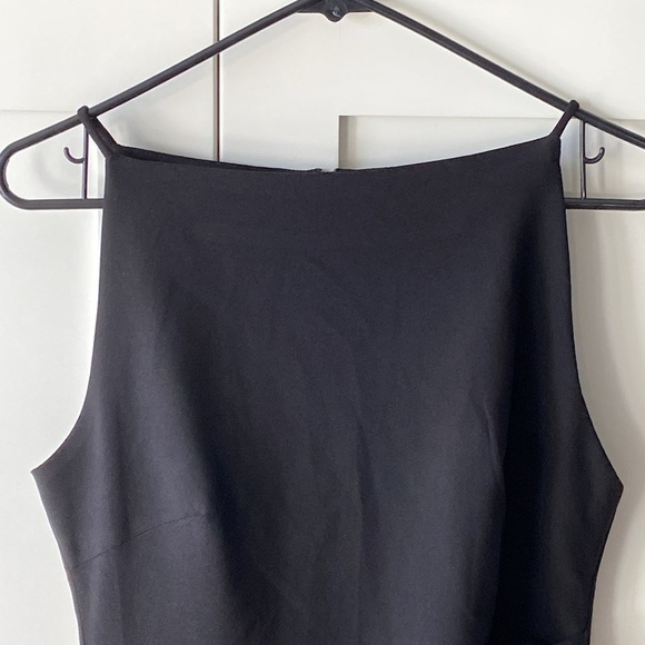 o.p.t Black Dress Women's S Side Slit, Ruching Fully Lined Below Knee Formal EUC - Picture 3 of 8